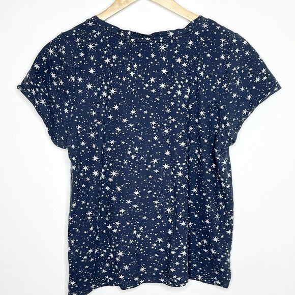 Garnet Hill Star Print Henley T Shirt Womens Small Celestial Organic Cotton - Picture 6 of 6